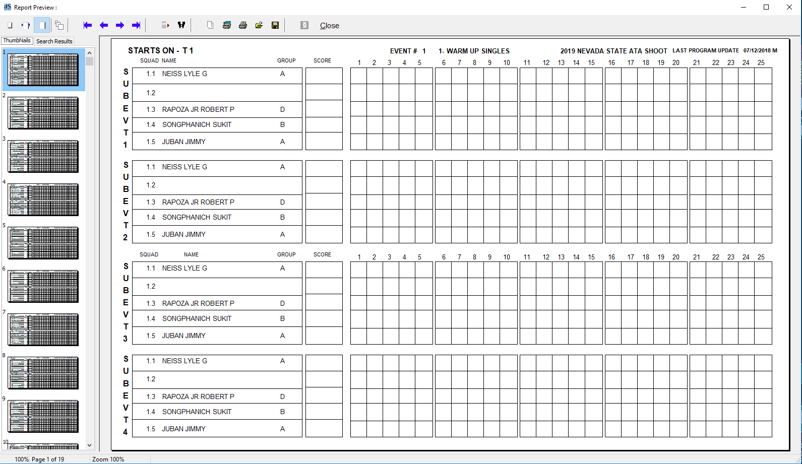 PRINT SCORE SHEETS or LABELS 3S Shooting Sports Software